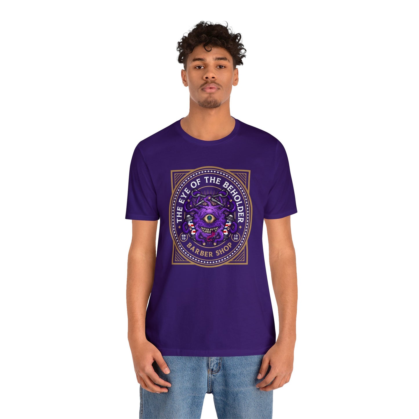 Eye of the Beholder Barber Shop | Side Hustle Collection | Retail Fit Fantasy Geek Cotton T-shirt