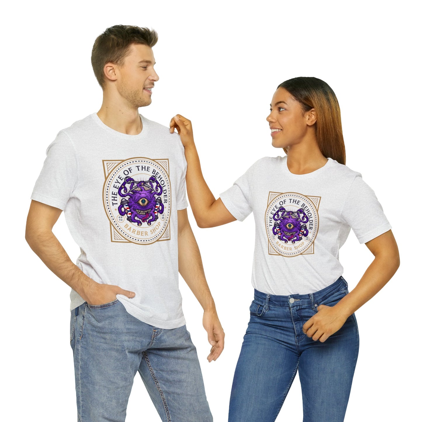 Eye of the Beholder Barber Shop | Side Hustle Collection | Retail Fit Fantasy Geek Cotton T-shirt