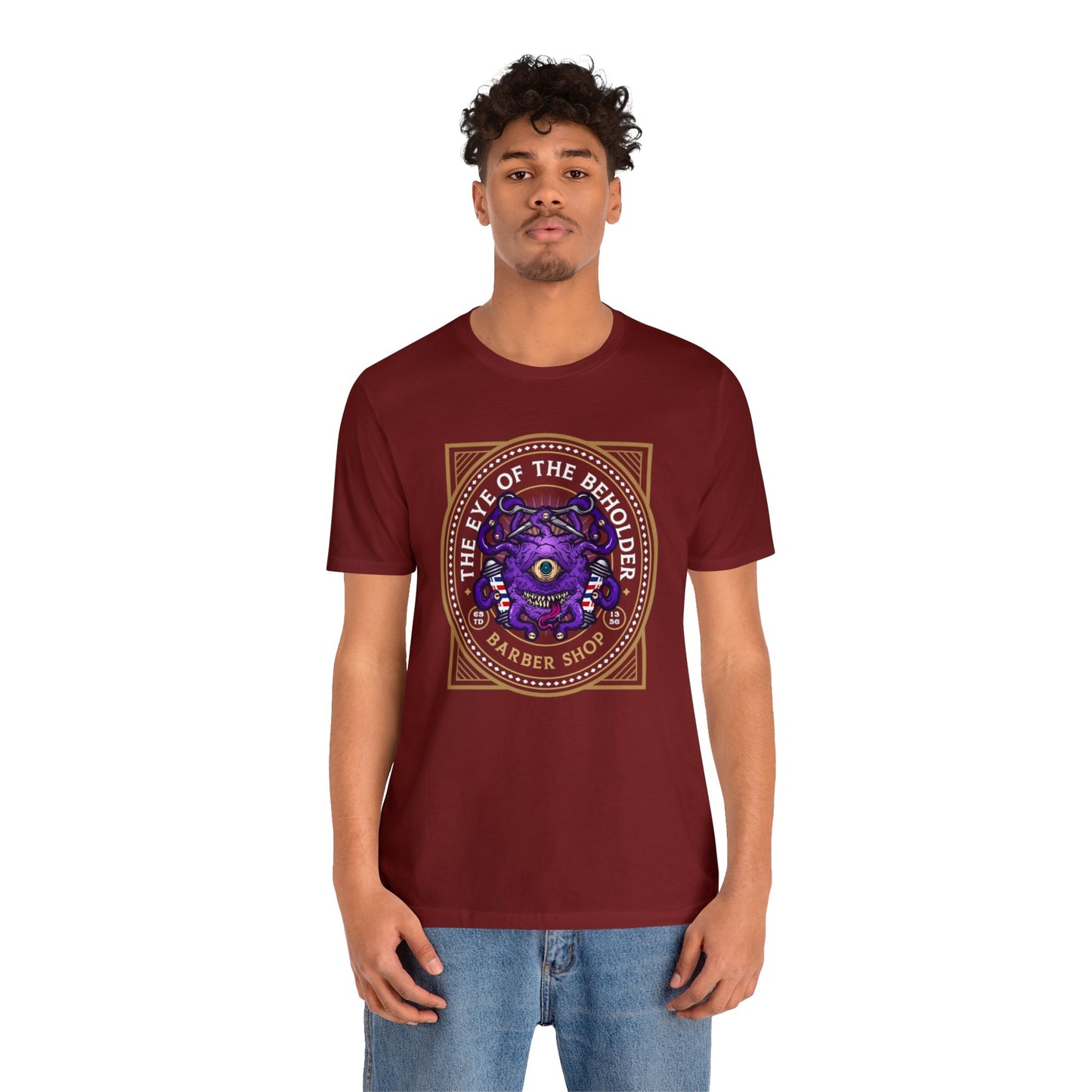 Eye of the Beholder Barber Shop | Side Hustle Collection | Retail Fit Fantasy Geek Cotton T-shirt