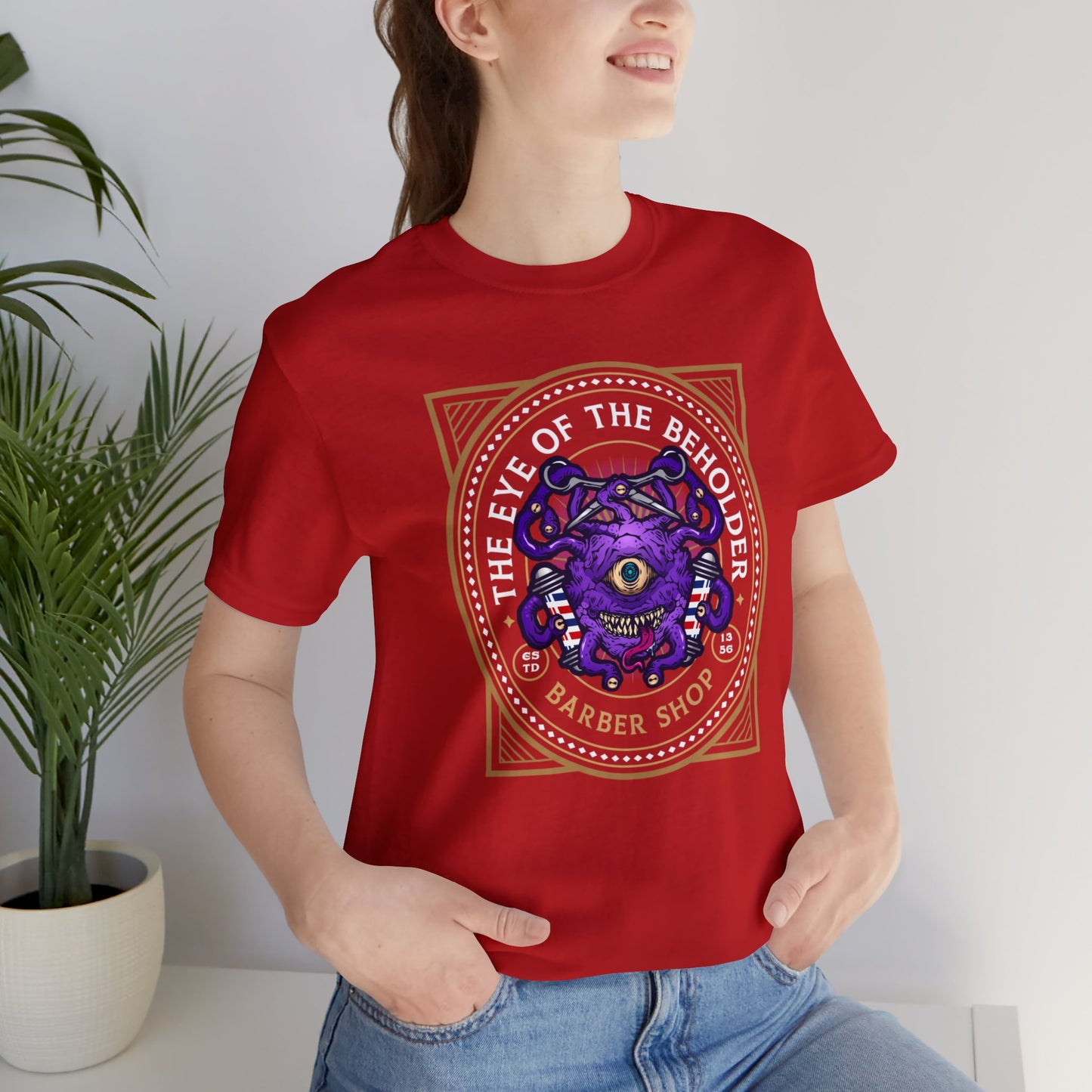 Eye of the Beholder Barber Shop | Side Hustle Collection | Retail Fit Fantasy Geek Cotton T-shirt