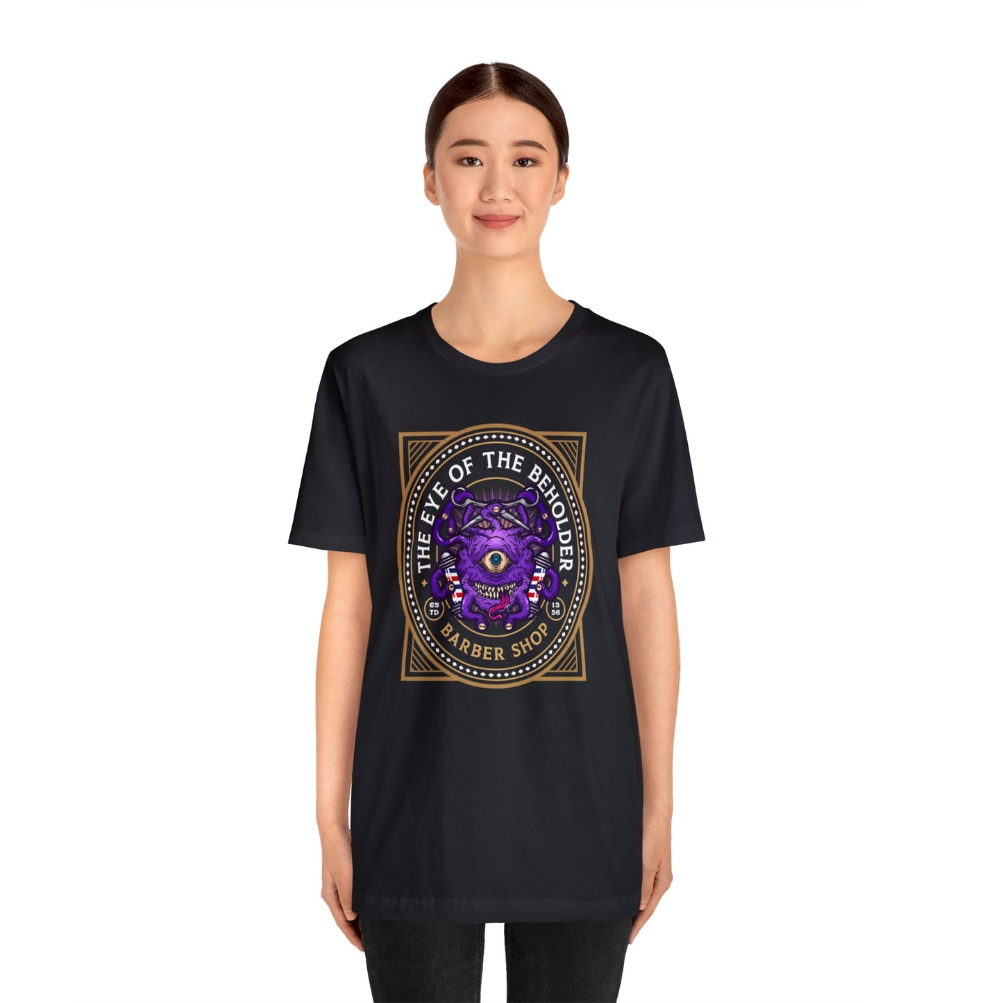 Eye of the Beholder Barber Shop | Side Hustle Collection | Retail Fit Fantasy Geek Cotton T-shirt