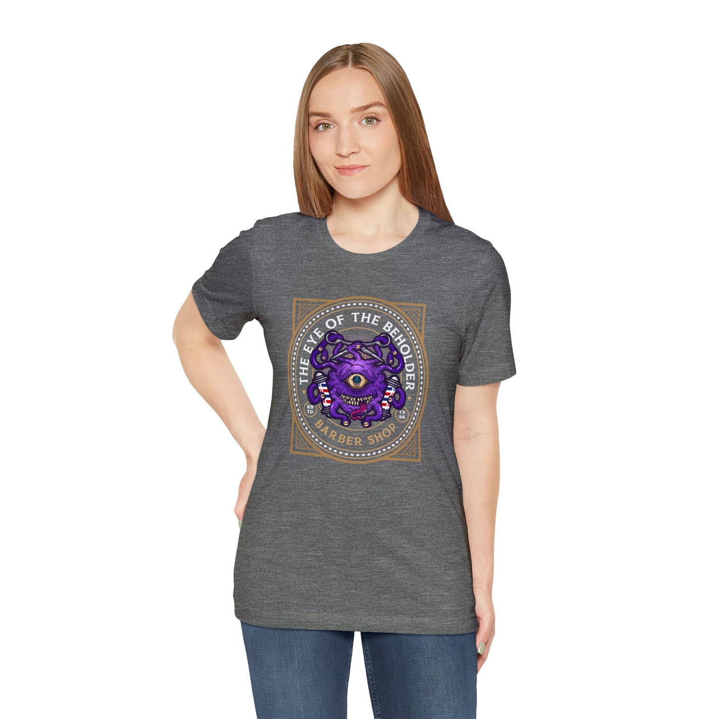 Eye of the Beholder Barber Shop | Side Hustle Collection | Retail Fit Fantasy Geek Cotton T-shirt
