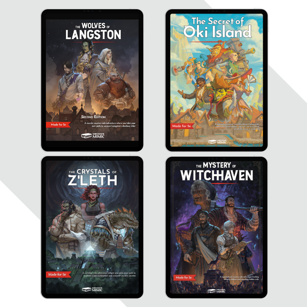 Level 1 to 5 Solo Adventure Bundle (PDF & EPUB) – Obvious Mimic Press