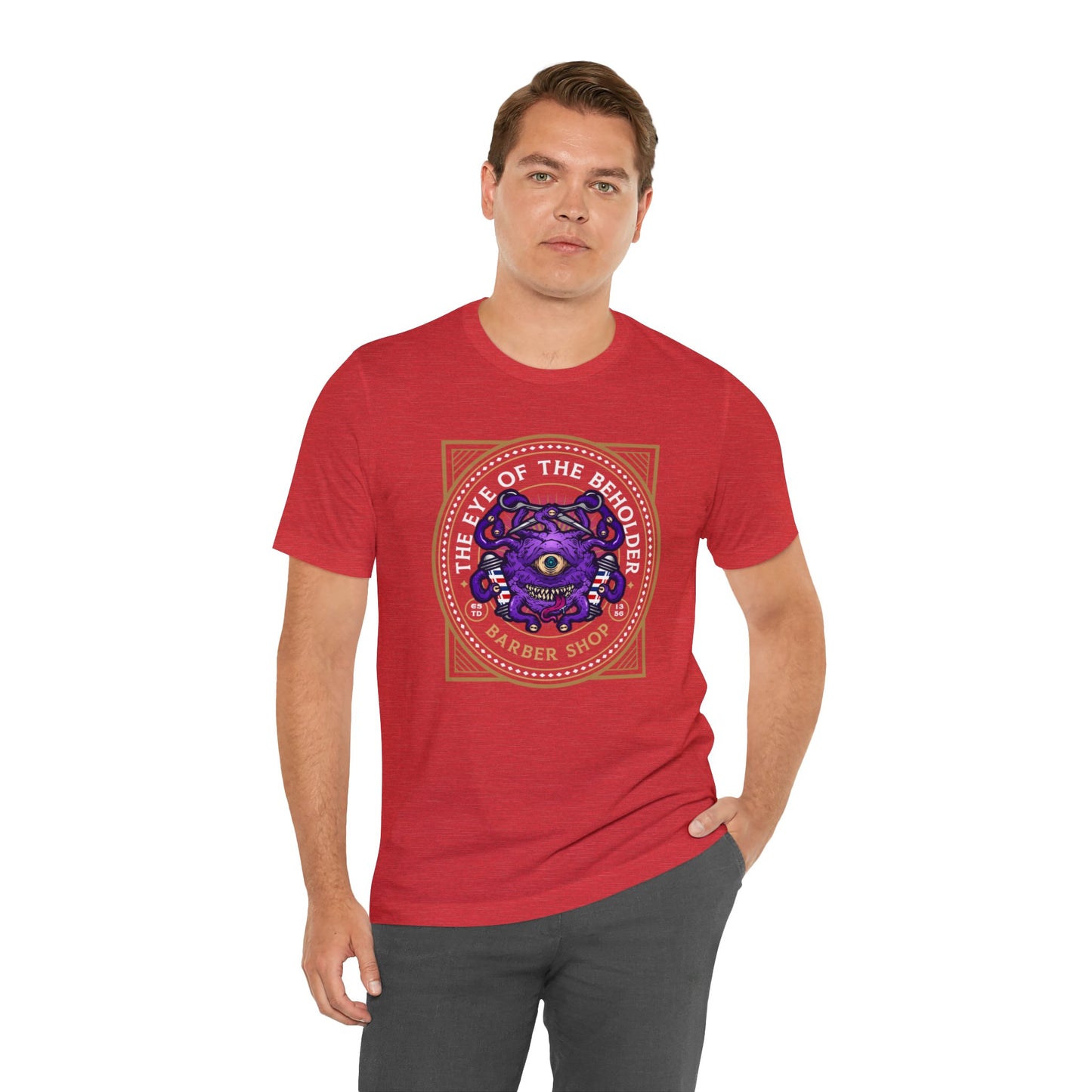 Eye of the Beholder Barber Shop | Side Hustle Collection | Retail Fit Fantasy Geek Cotton T-shirt