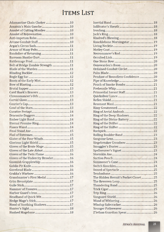 Atma's Arsenal - A Collection of 100 5e Magic Items