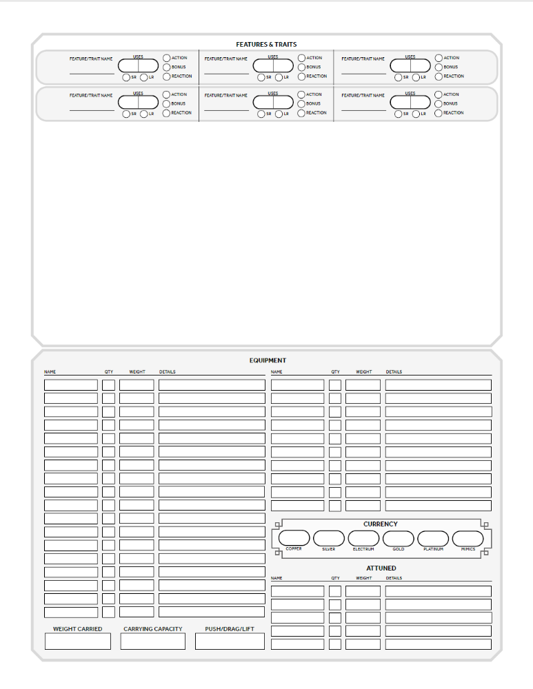Free 5e Character Sheet Printable Fillable Template Obvious