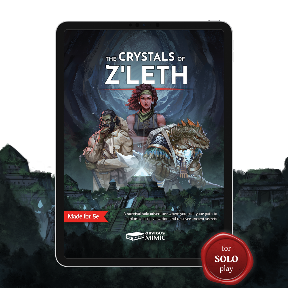 The Crystals of Z'leth - An Extended 5e Solo Adventure (PDF + Epub)