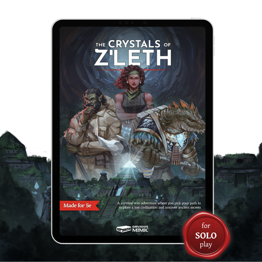 The Crystals of Z'leth - An Extended 5e Solo Adventure (PDF + Epub)